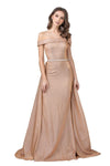 Off Shoulder Long Prom Dress with Cape Skirt - The Dress Outlet Aspeed