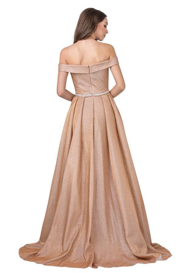 Off Shoulder Long Prom Dress with Cape Skirt - The Dress Outlet Aspeed