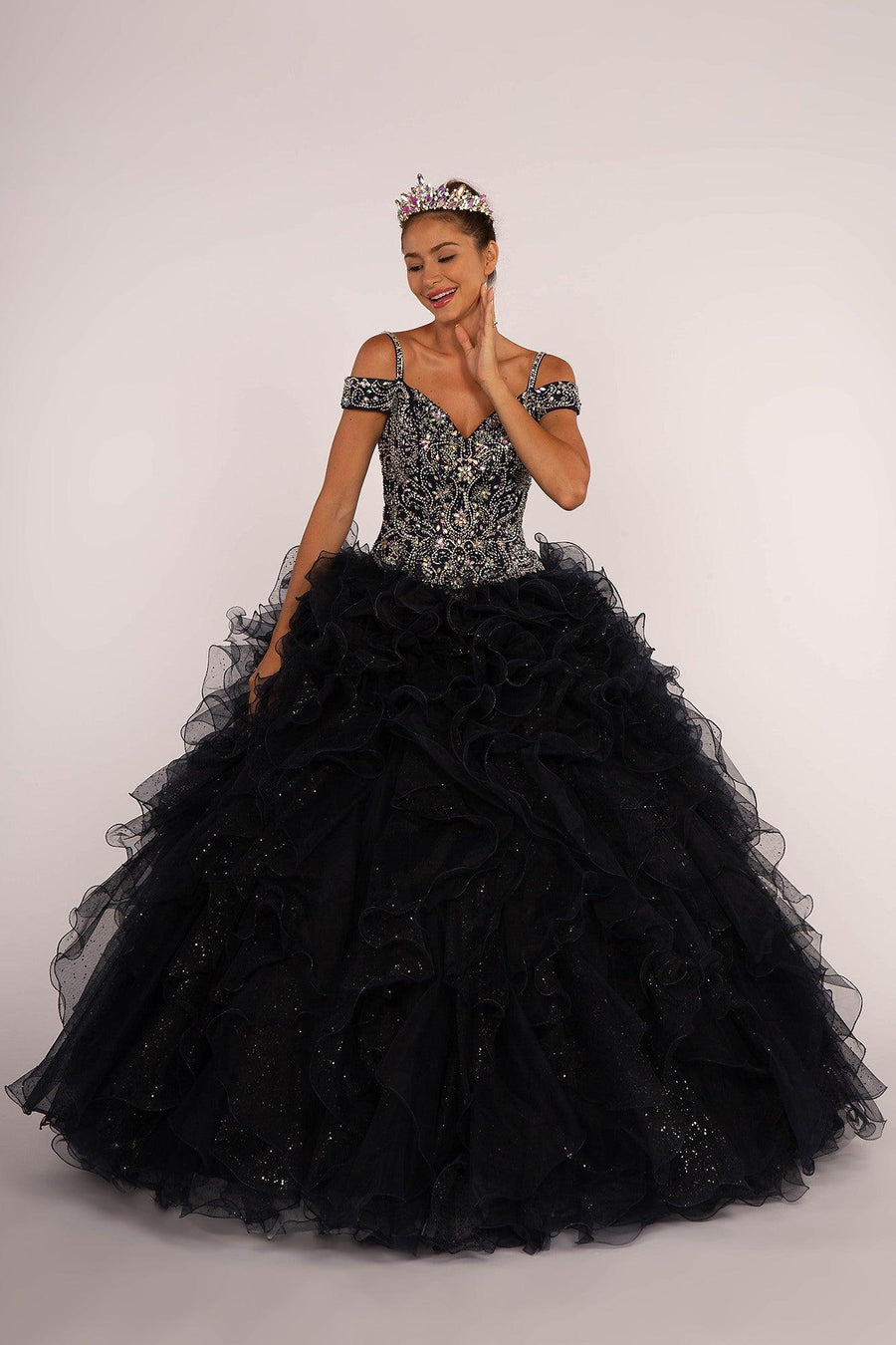 Off The Shoulder Quinceanera Long Ball Gown - The Dress Outlet Elizabeth K