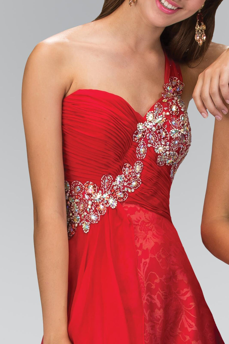 One Shoulder Lace Long Prom Dress Formal - The Dress Outlet Elizabeth K