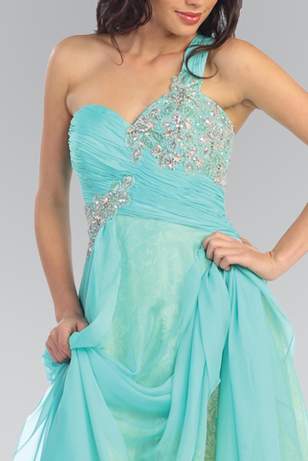 One Shoulder Lace Long Prom Dress Formal - The Dress Outlet Elizabeth K