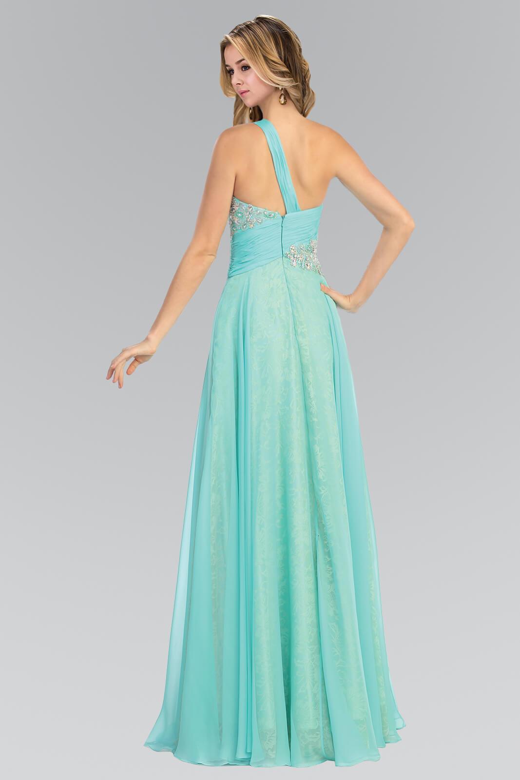 One Shoulder Lace Long Prom Dress Formal - The Dress Outlet Elizabeth K