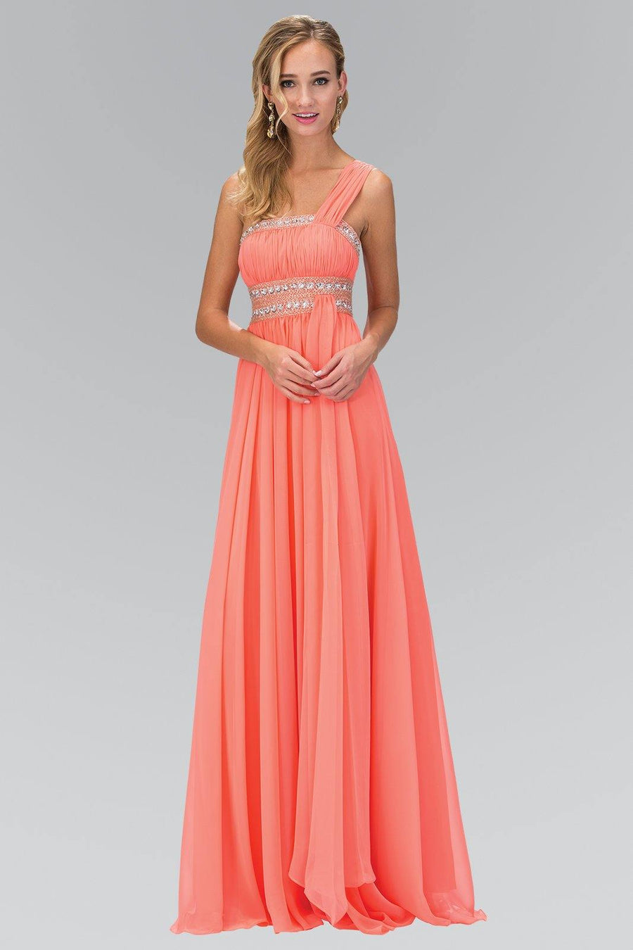 One Shoulder Long Prom Empire Dress - The Dress Outlet Elizabeth K