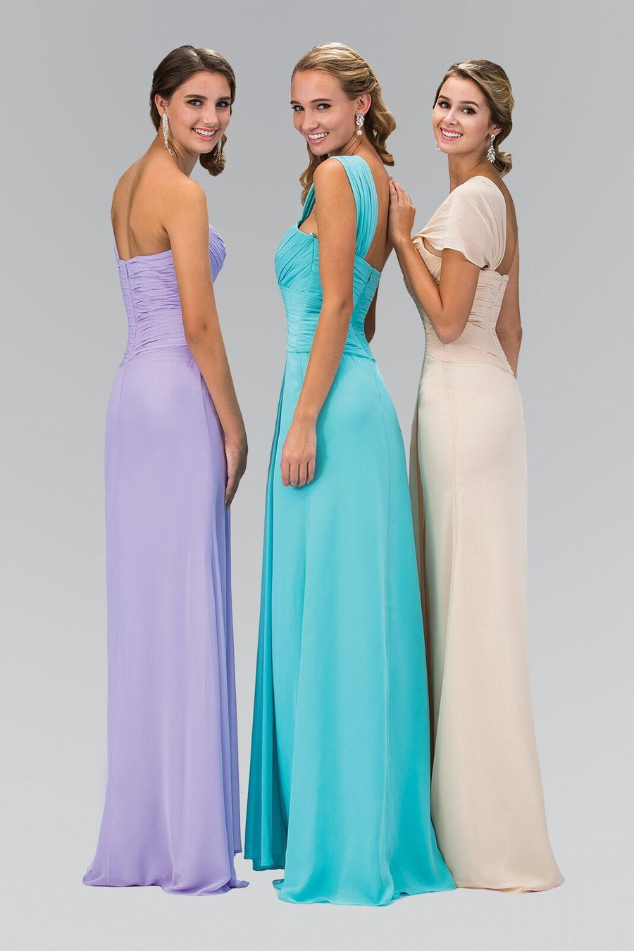 One Shoulder Ruched Long Prom Dress Fomal - The Dress Outlet Elizabeth K