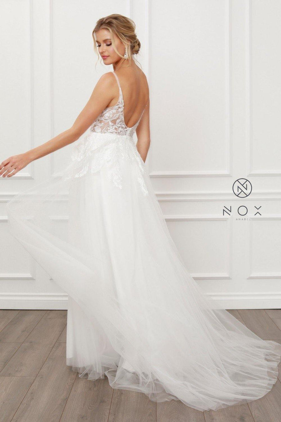 Open Back Long Wedding Dress - The Dress Outlet