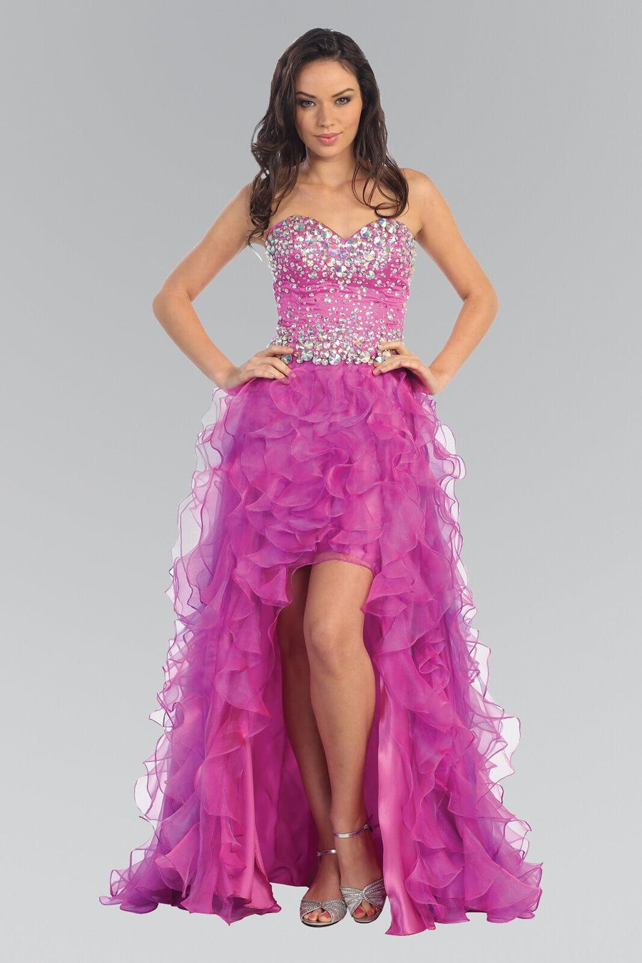 Organza High Low Long Prom Dress - The Dress Outlet Elizabeth K