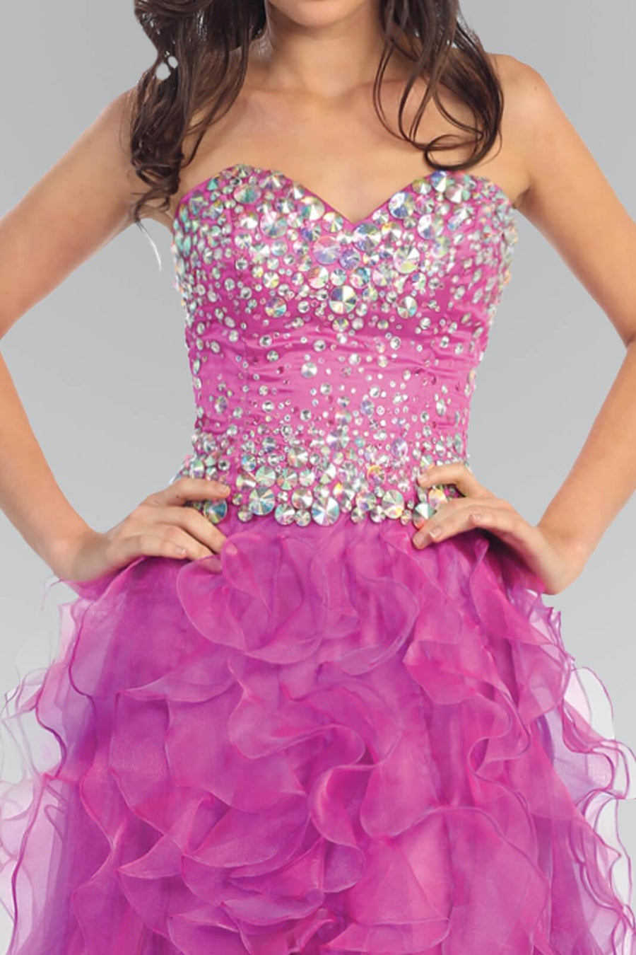 Organza High Low Long Prom Dress - The Dress Outlet Elizabeth K