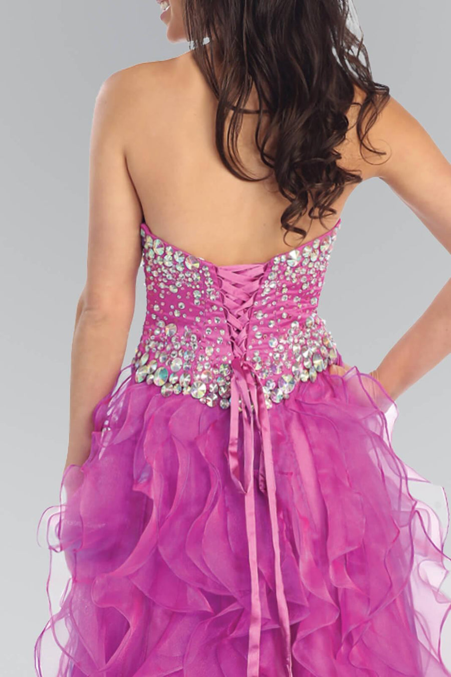 Organza High Low Long Prom Dress - The Dress Outlet Elizabeth K