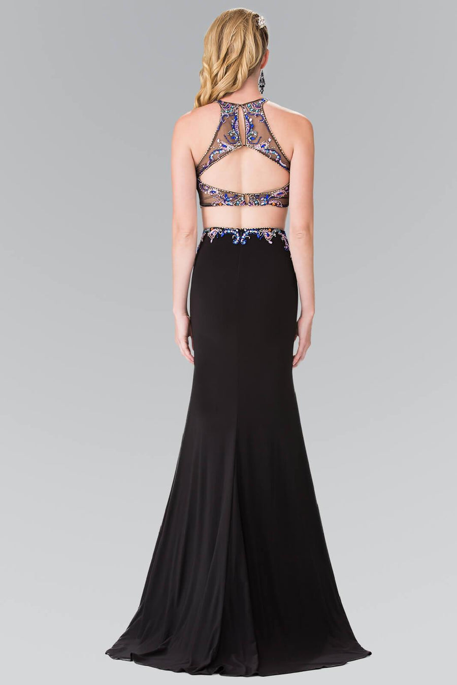 Prom 2 Piece Sexy Halter Evening Gown - The Dress Outlet Elizabeth K