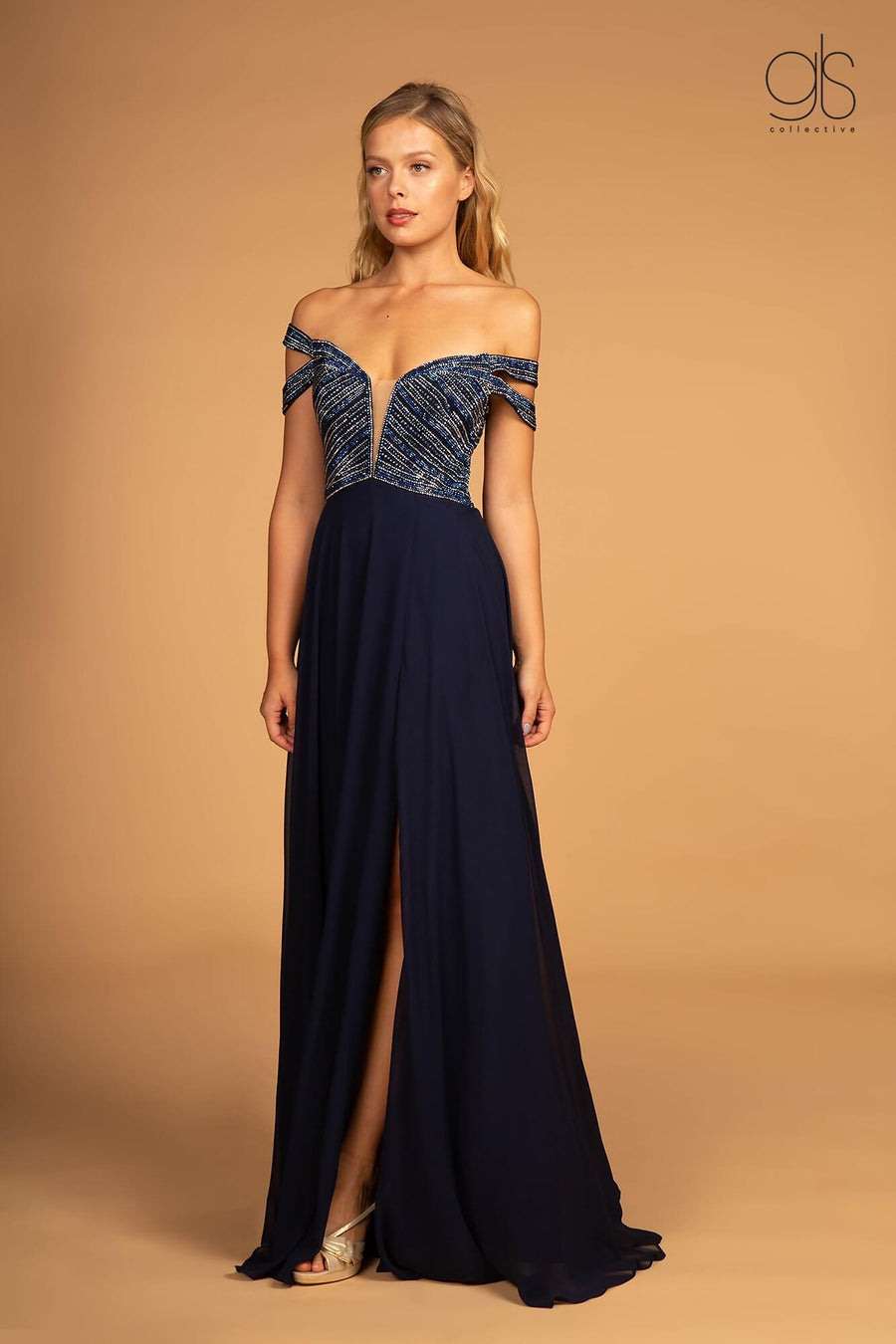 Prom Chiffon Off the Shoulder Evening Dress - The Dress Outlet Elizabeth K