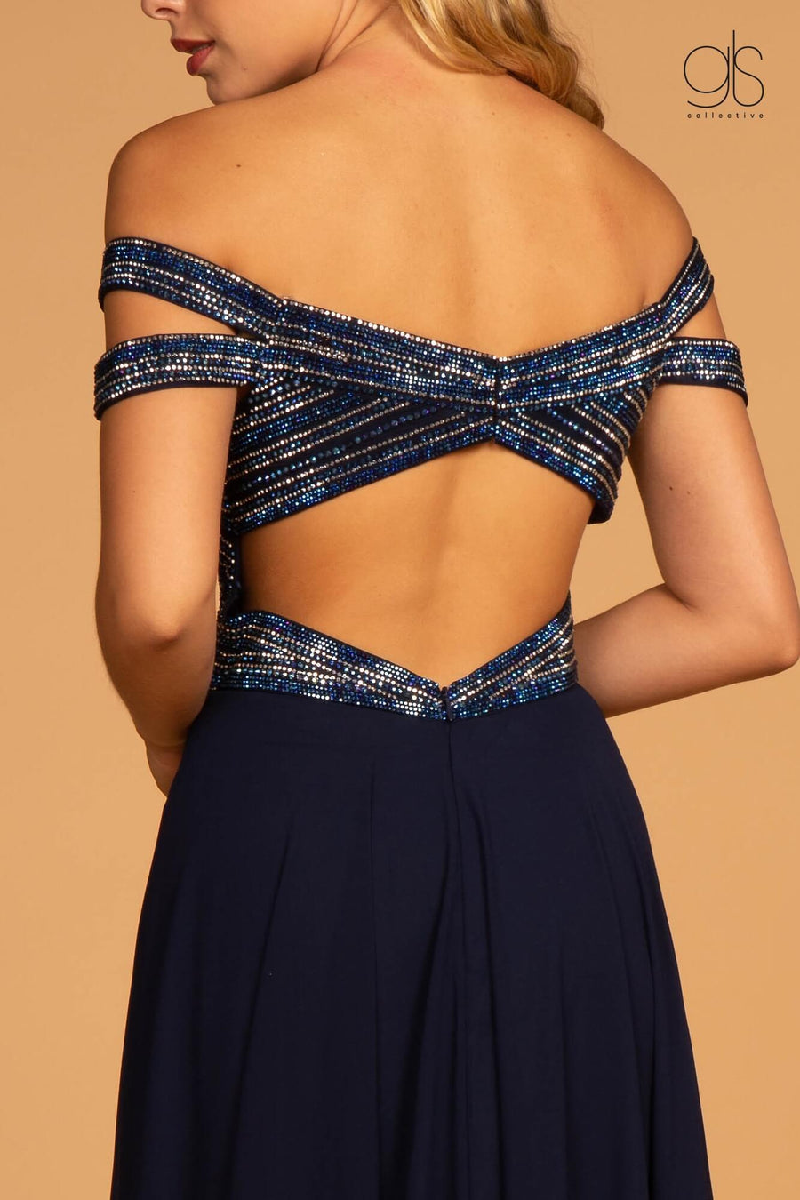 Prom Chiffon Off the Shoulder Evening Dress - The Dress Outlet Elizabeth K