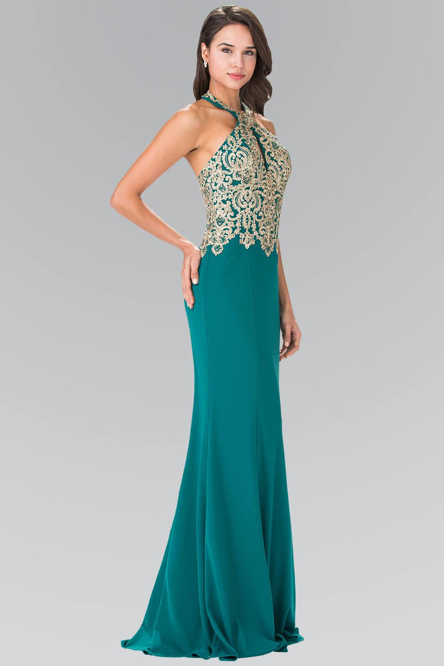 Prom Fitted Halter Neck Formal Dress Evening Gown - The Dress Outlet Elizabeth K