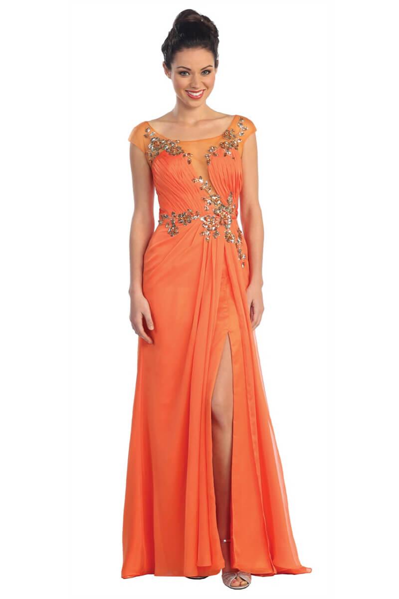 Prom Formal Dress Cap Sleeve Evening Long Gown - The Dress Outlet Elizabeth K