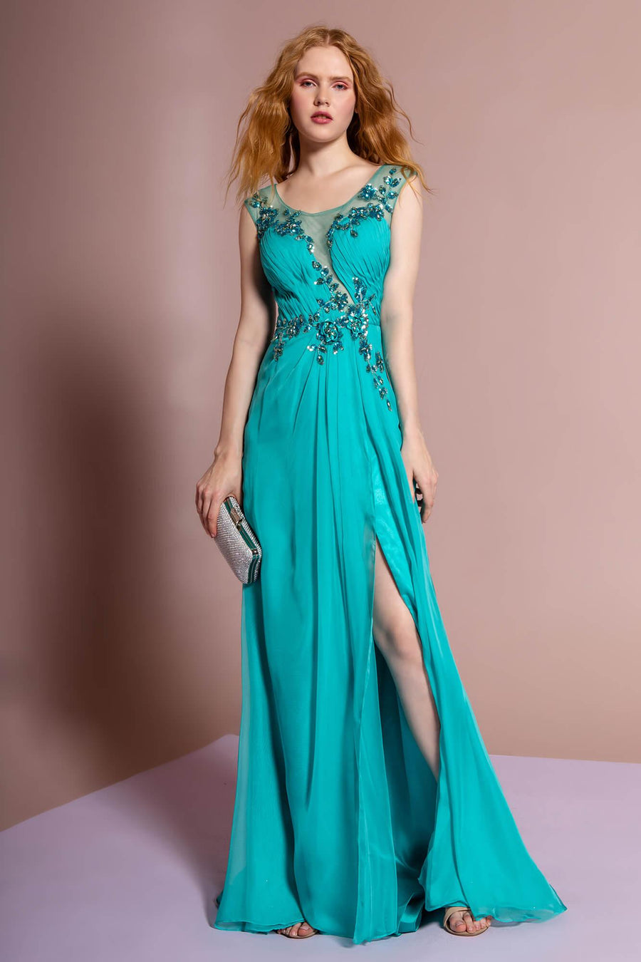 Prom Formal Dress Cap Sleeve Evening Long Gown - The Dress Outlet Elizabeth K