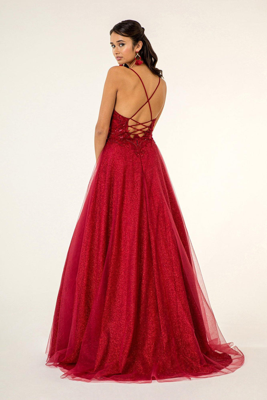 Prom Formal Glitter Evening Long Dress - The Dress Outlet