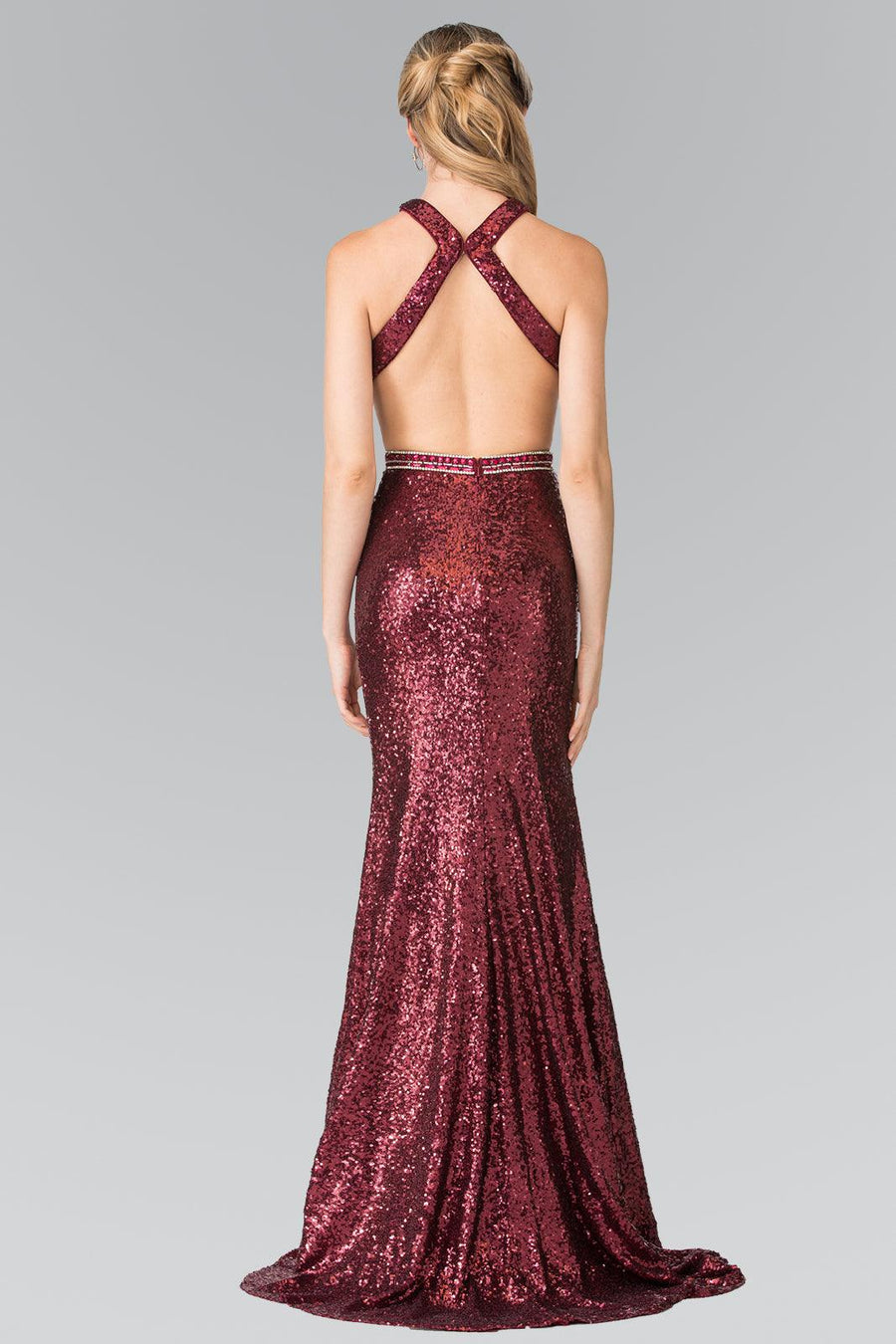 Prom Formal Sequins Long Dress with Side Slit - The Dress Outlet Elizabeth K