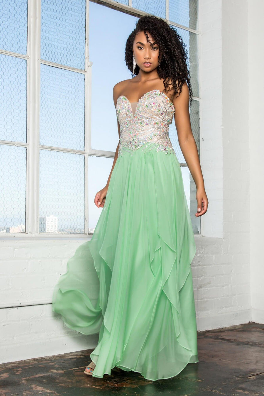 Prom Formal Strapless Sweetheart Chiffon Long Dress - The Dress Outlet Elizabeth K