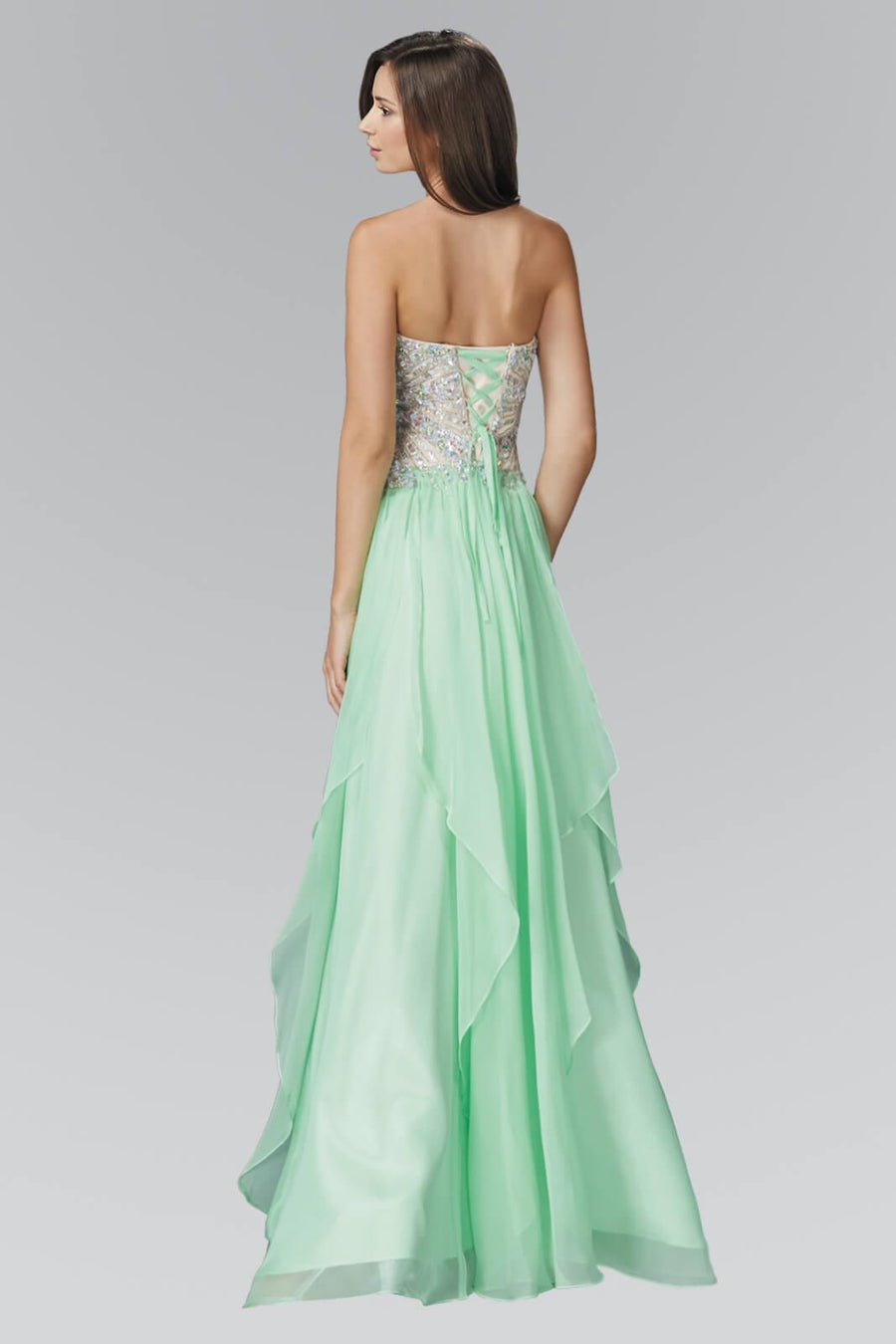 Prom Formal Strapless Sweetheart Chiffon Long Dress - The Dress Outlet Elizabeth K