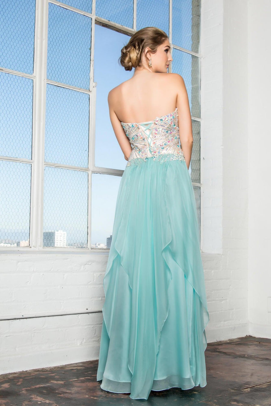 Prom Formal Strapless Sweetheart Chiffon Long Dress - The Dress Outlet Elizabeth K