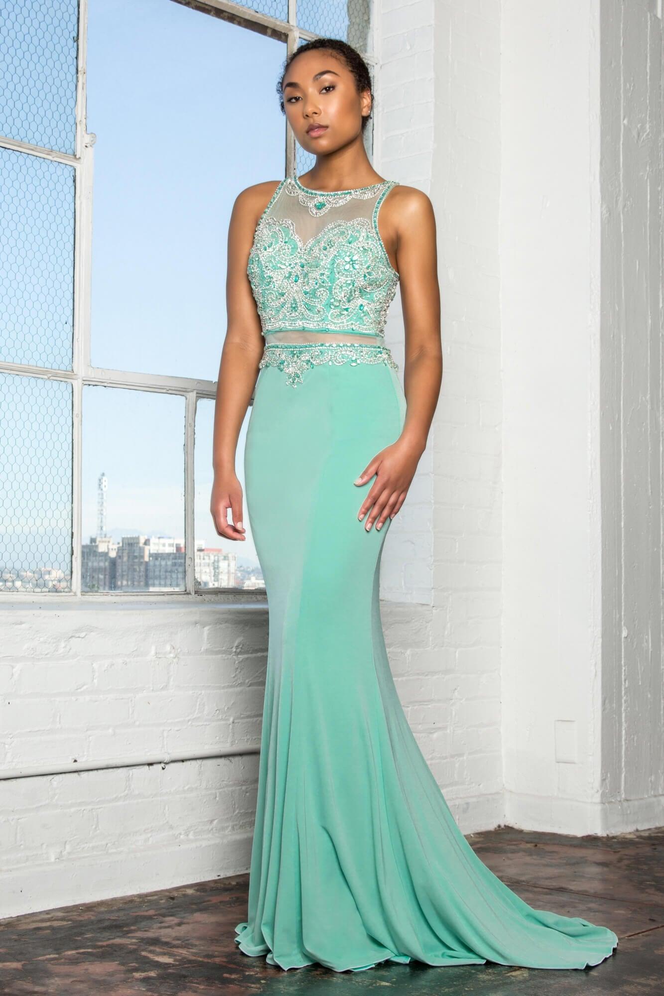 Prom Long Beaded Dress Formal Evening Gown - The Dress Outlet Elizabeth K