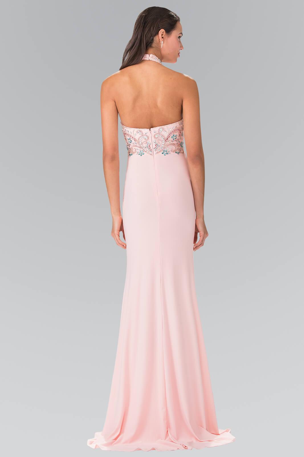 Prom Long Beaded Halter Neck Evening Formal Dress - The Dress Outlet Elizabeth K