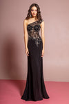 Prom Long Beaded One Shoulder Formal Evening Dress - The Dress Outlet Elizabeth K