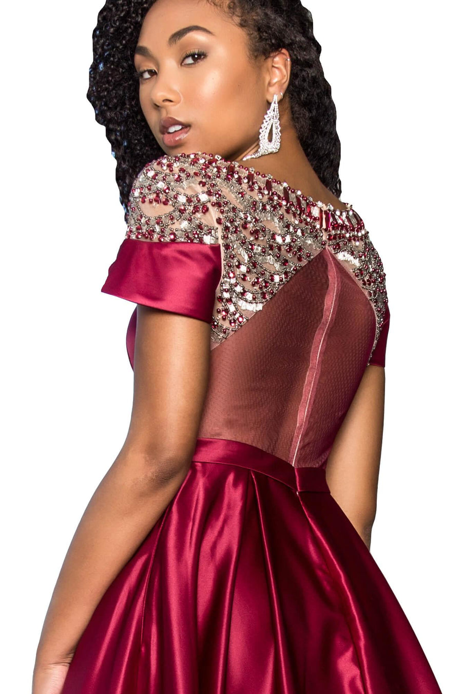 Prom Long Cap Sleeve Evening Ball Gown with Pockets - The Dress Outlet Elizabeth K