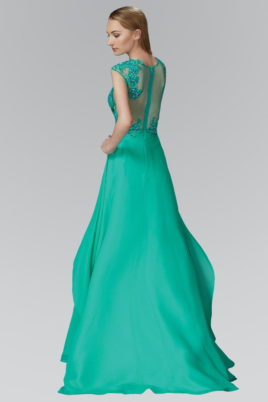 Prom Long Dress Cap Sleeve Chiffon Evening Gown - The Dress Outlet Elizabeth K