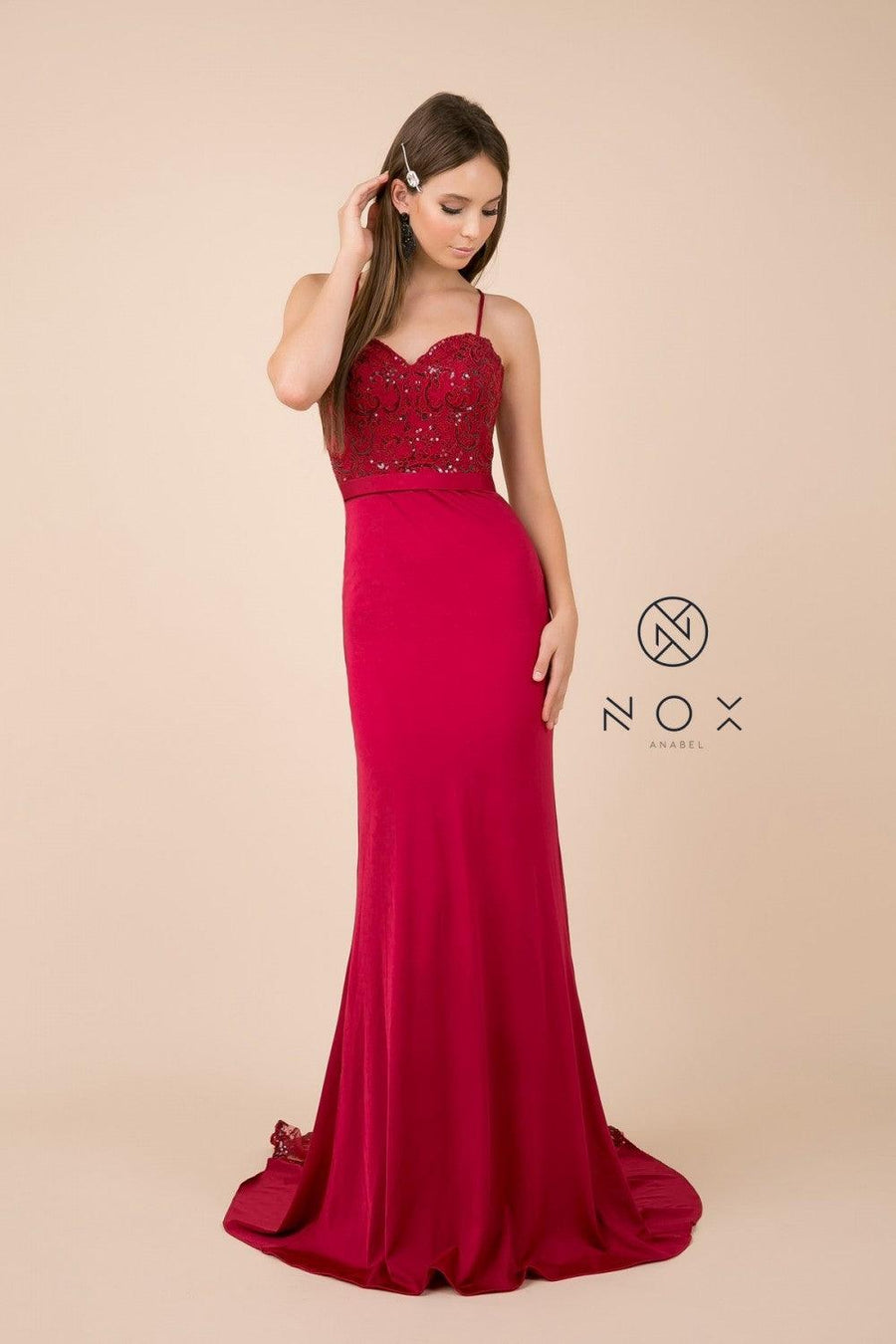 Prom Long Dress Fitted Evening Gown - The Dress Outlet Nox Anabel