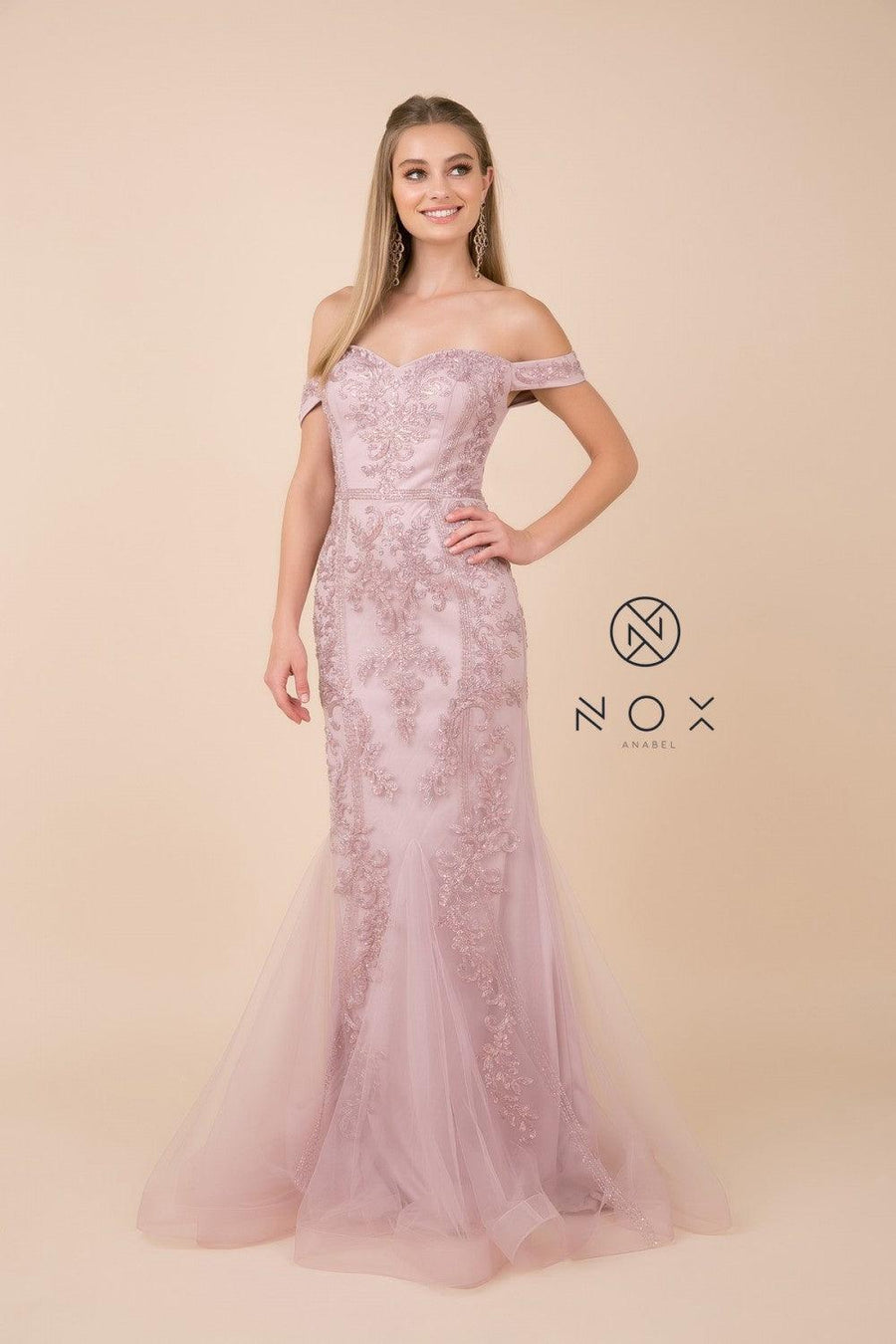 Prom Long Dress Off Shoulder Evening Gown - The Dress Outlet Nox Anabel