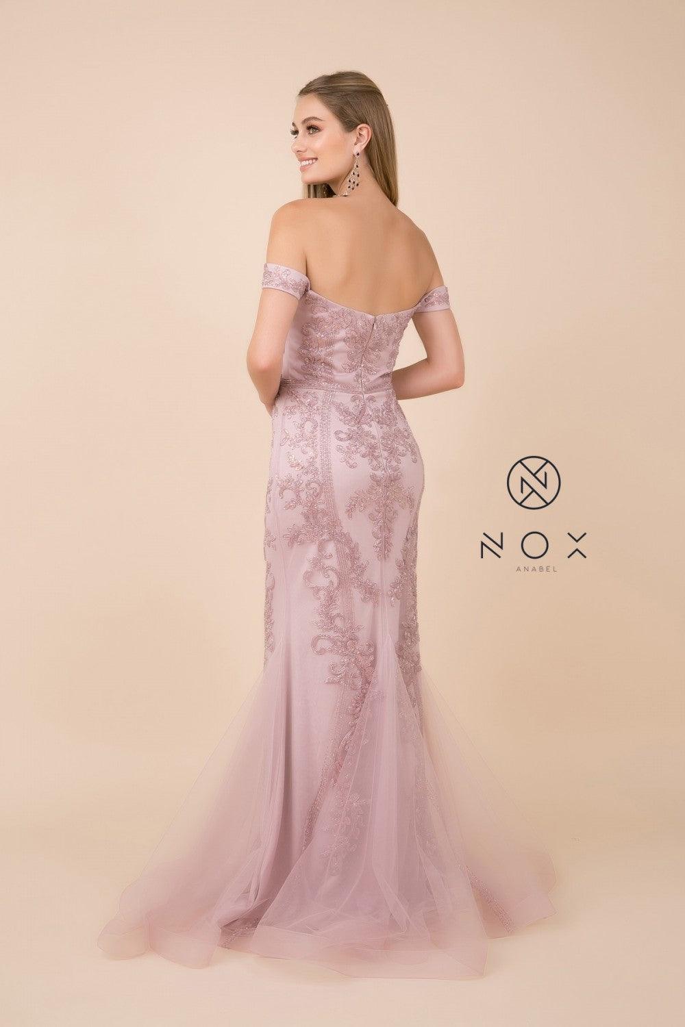 Prom Long Dress Off Shoulder Evening Gown - The Dress Outlet Nox Anabel