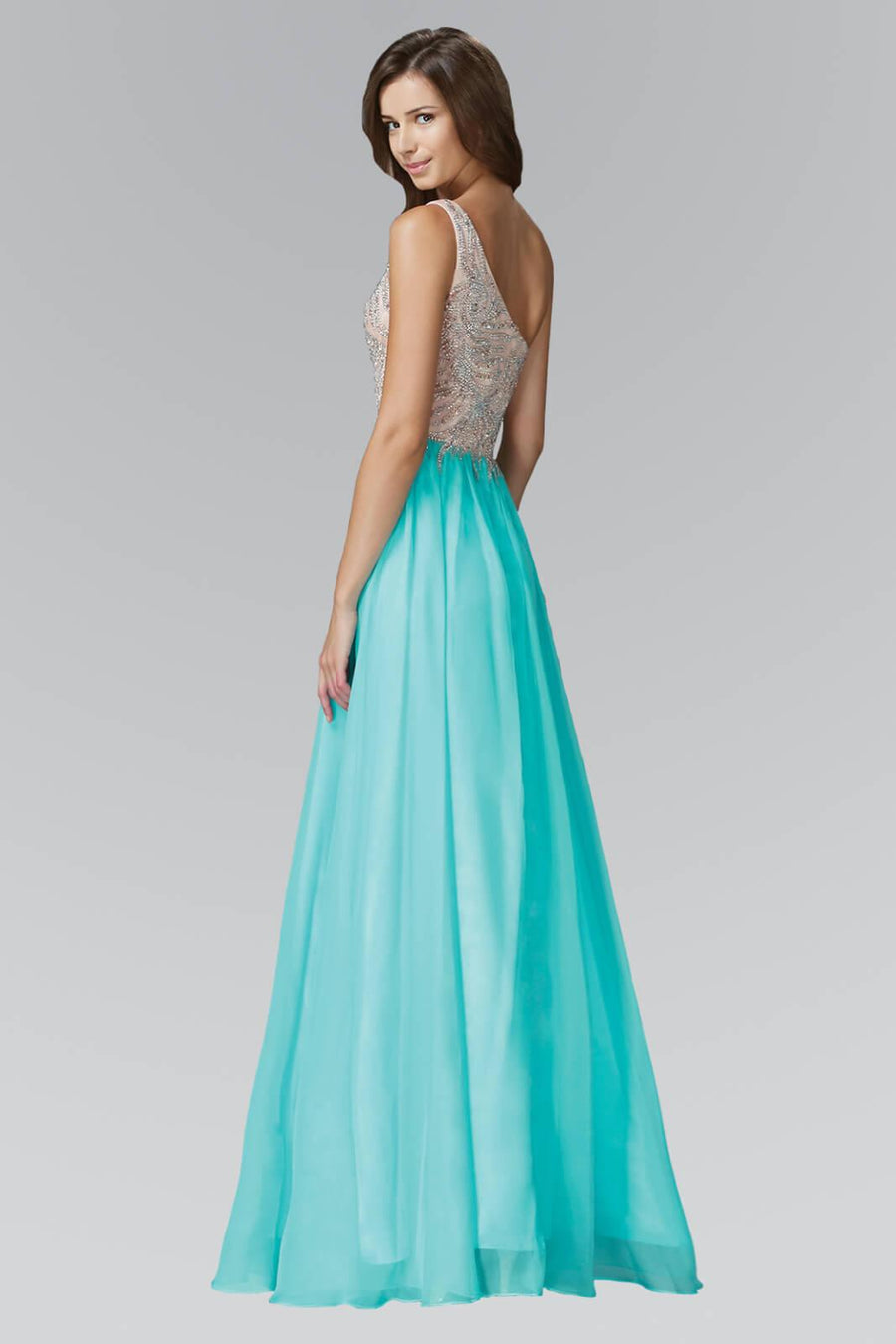 Prom Long Dress One Shoulder Chiffon Gown - The Dress Outlet Elizabeth K