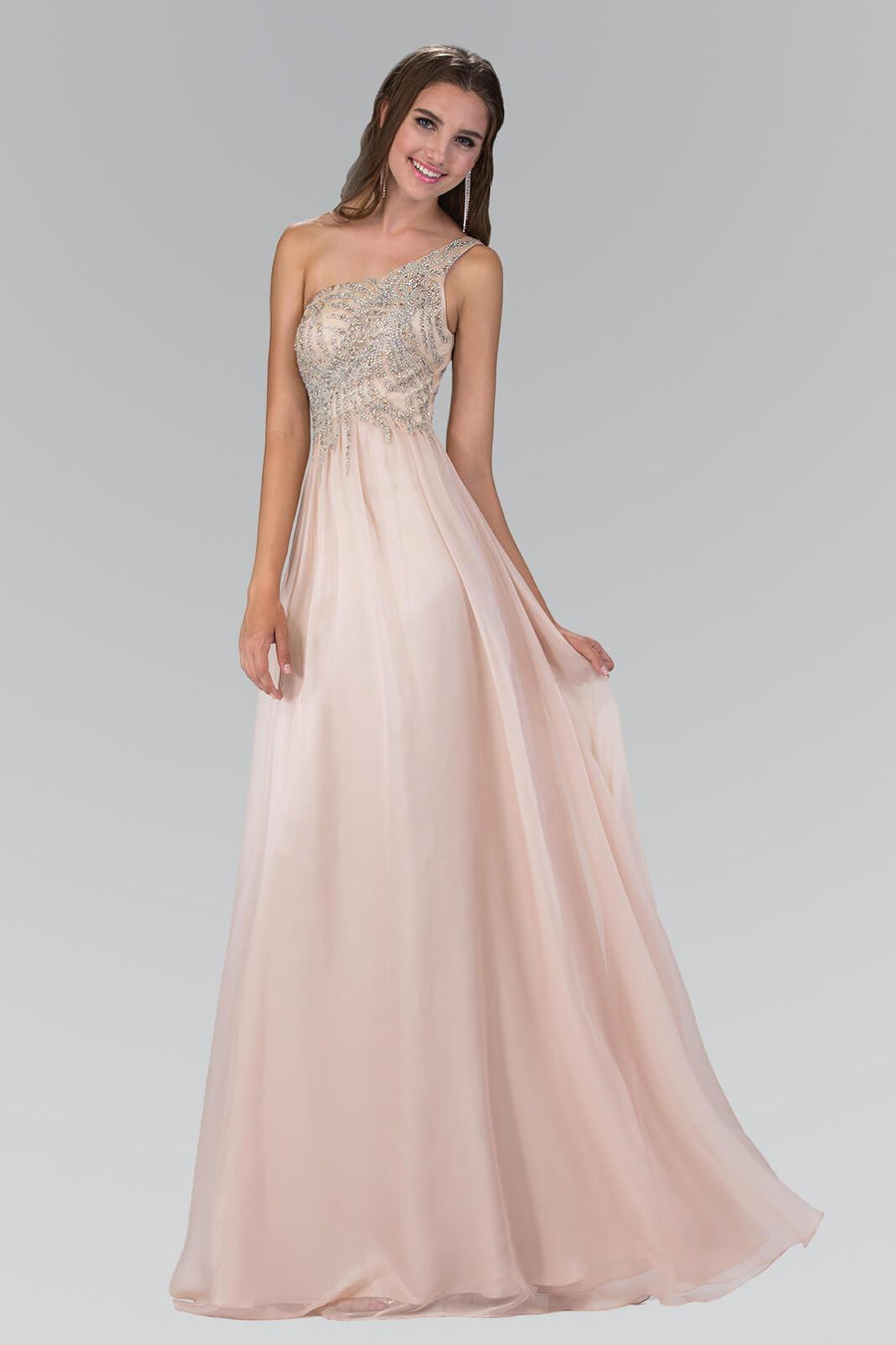 Prom Long Dress One Shoulder Chiffon Gown - The Dress Outlet Elizabeth K