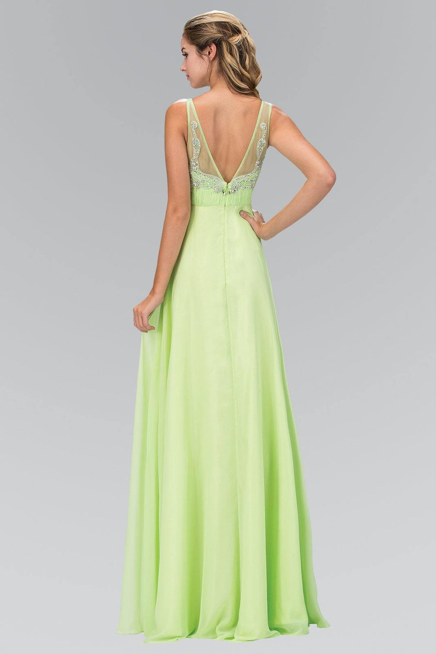 Prom Long Dress with Beaded Sheer Straps - The Dress Outlet Elizabeth K