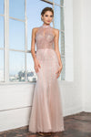 Prom Long Formal Beaded Halter Trumpet Gown - The Dress Outlet Elizabeth K