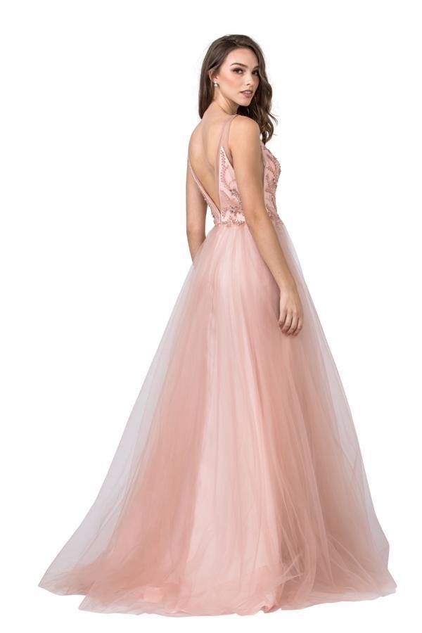 Prom Long Formal Embellished Bodice Ball Gown - The Dress Outlet