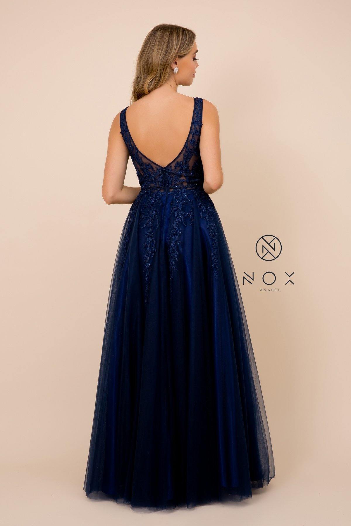 Prom Long Formal Evening Lace Dress - The Dress Outlet Nox Anabel