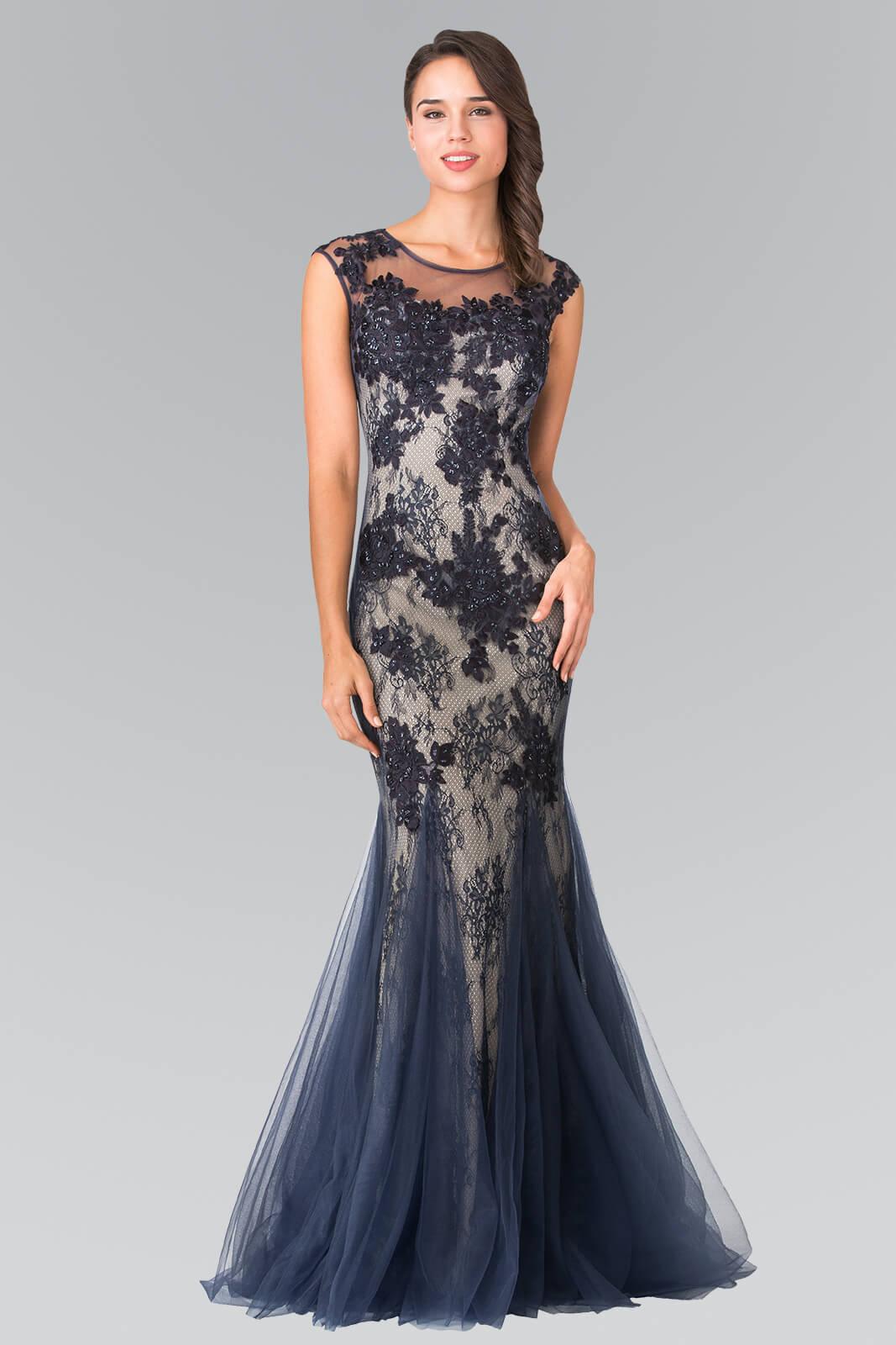 Navy Prom Long Formal Evening Trumpet Dress | DressOutlet for $181.99 ...