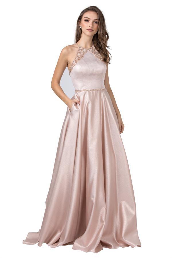 Prom Long Formal Halter Evening Dress - The Dress Outlet