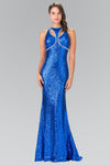 Prom Long Formal Halter Neck Beaded Evening Dress - The Dress Outlet Elizabeth K