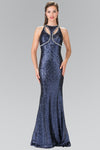 Prom Long Formal Halter Neck Beaded Evening Dress - The Dress Outlet Elizabeth K