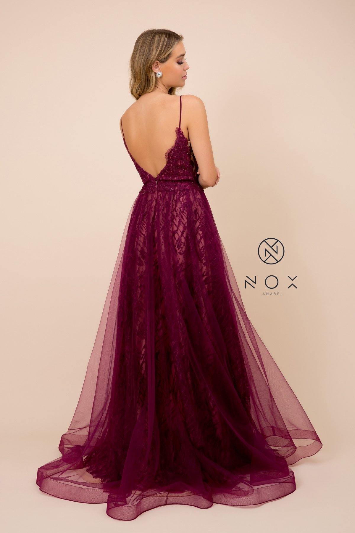 Prom Long Formal Spaghetti Straps Evening Dress - The Dress Outlet Nox Anabel