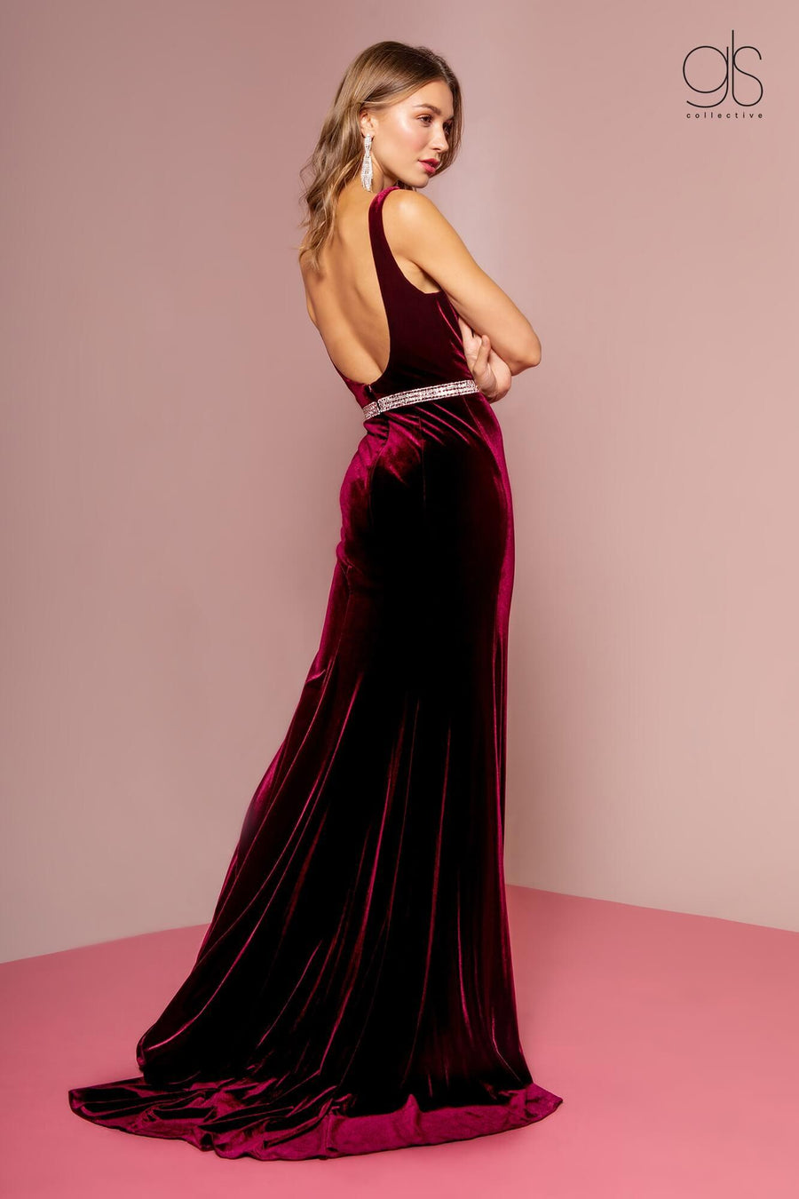 Prom Long Fitted Velvet Evening Dress - The Dress Outlet Elizabeth K