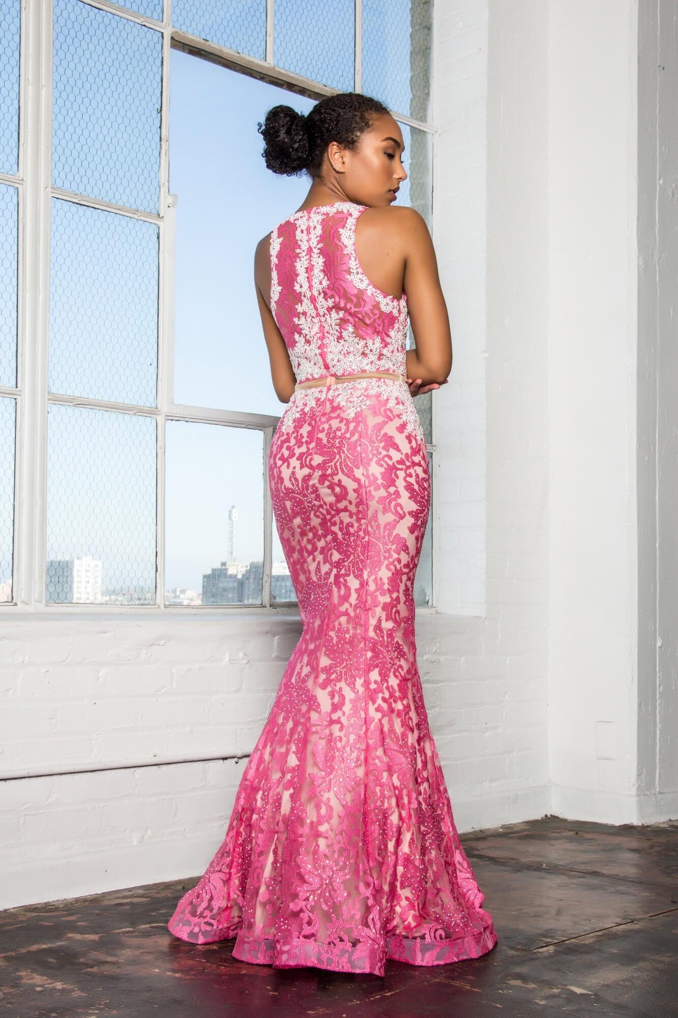 Pink Prom Long Mock Two-Piece Formal Homecoming Dress | DressOutlet for ...