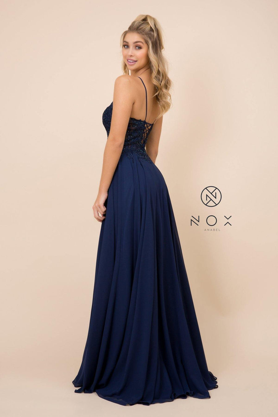 Prom Long Spaghetti Strap Formal Dress - The Dress Outlet Nox Anabel