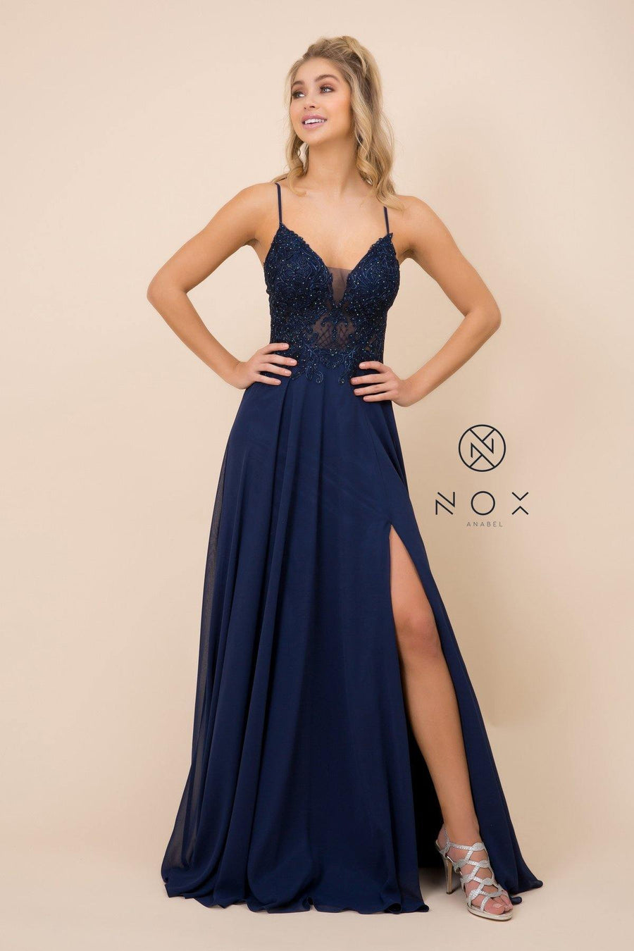 Prom Long Spaghetti Strap Formal Dress - The Dress Outlet Nox Anabel