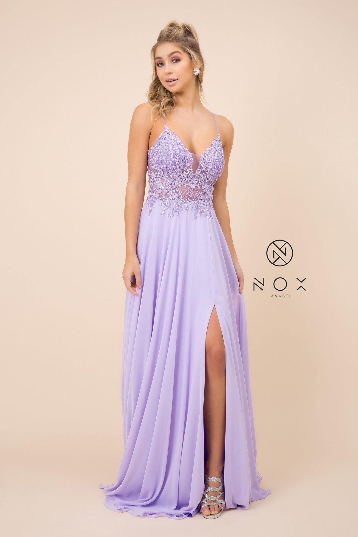 Prom Long Spaghetti Strap Formal Dress - The Dress Outlet Nox Anabel