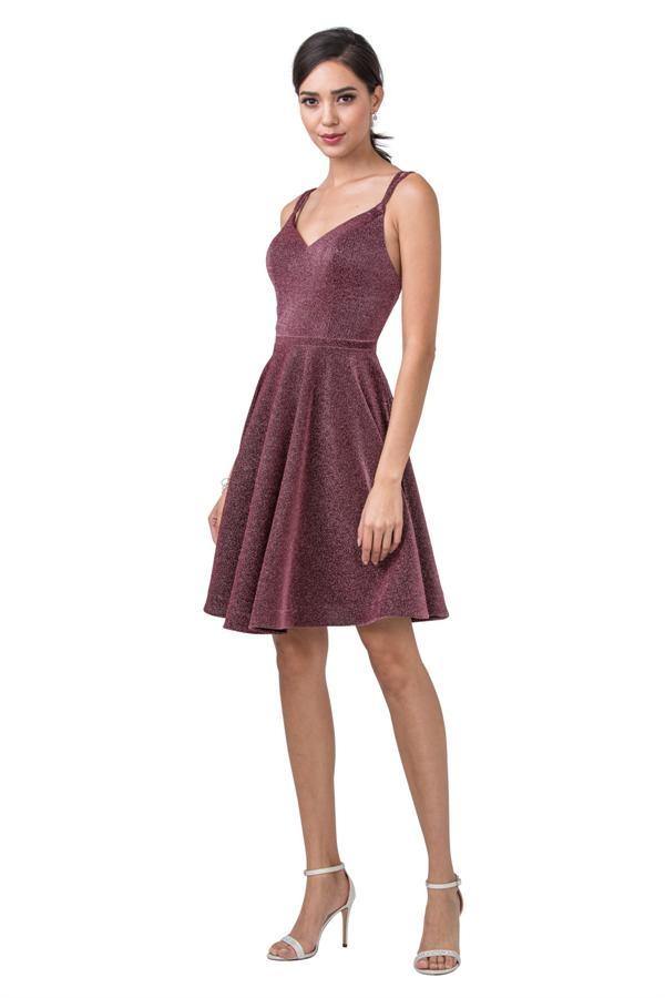 Prom Short Glitter Knit Homecoming Cocktail Dress - The Dress Outlet