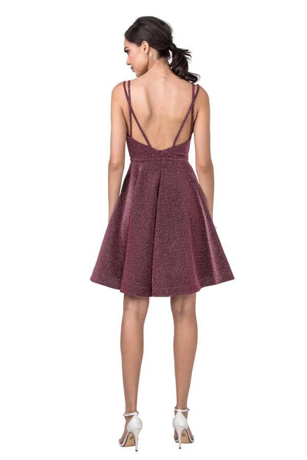 Prom Short Glitter Knit Homecoming Cocktail Dress - The Dress Outlet