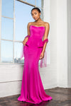 Prom Strapless Peplum Evening Long Formal Mermaid Dress - The Dress Outlet Elizabeth K